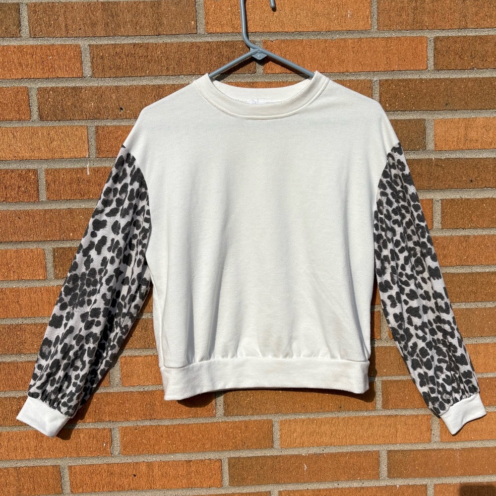Leopard Print Sleeve Sweatshirt - Picture 1 of 4
